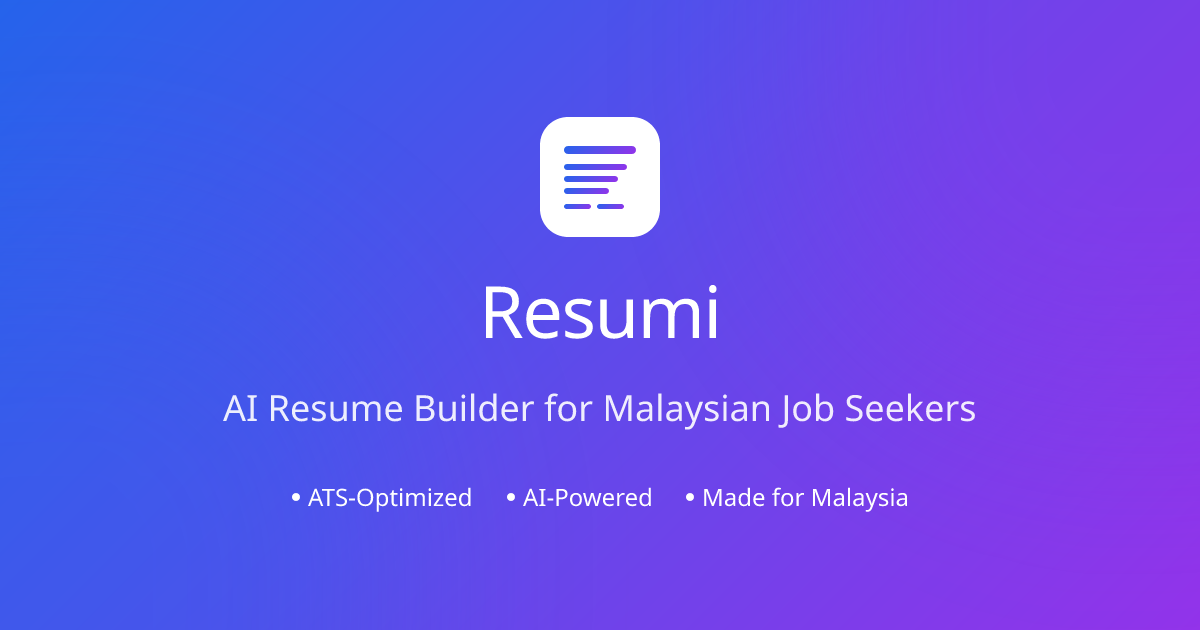Resumi - Resume Builder Malaysia | Buat Resume Profesional & CV Online